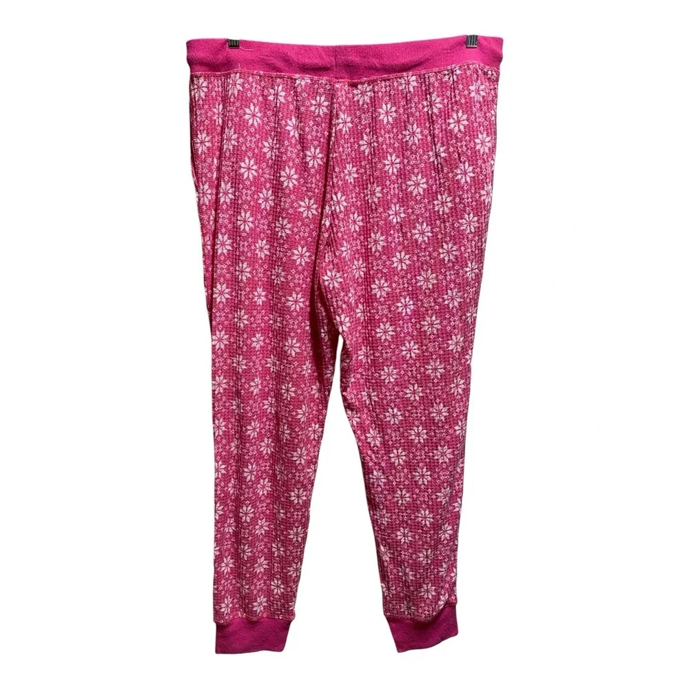 JoysPUN Women XL 16-18 Pink Floral Jogger Pants Drawstring Lounge Pajama Cozy